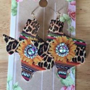 Texas Leopard Sunflower Earrings